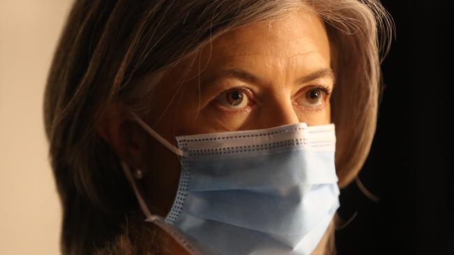 Dr Nicola Spurrier wearing a disposable mask. Picture: Tait Schmaal.