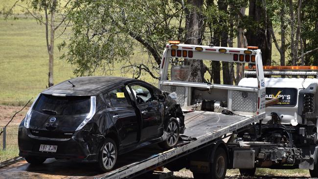 Emergency crews responded to a two-vehicle crash on the Brisbane Valley Highway at Leschkes Road on Wednesday. Photo: Hugh Suffell