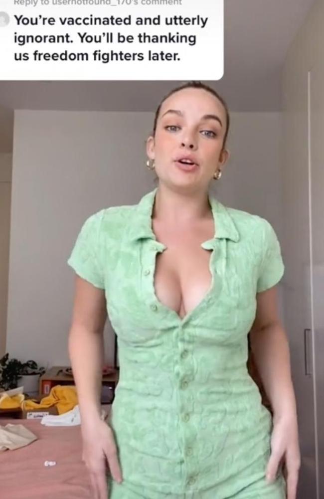 The outspoken influencer received death threats for her post, some telling her to ‘watch your back’. Picture: TikTok/AbbieChatfield