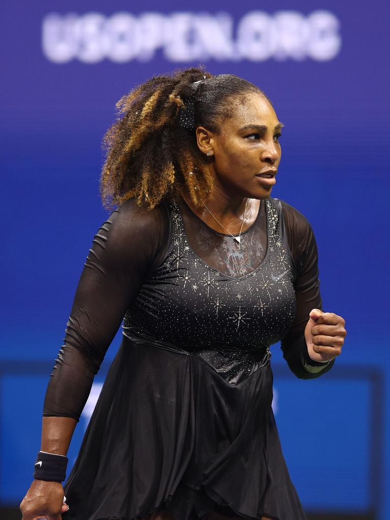 Serena Williams was pumped. Photo: Elsa/Getty Images/AFP