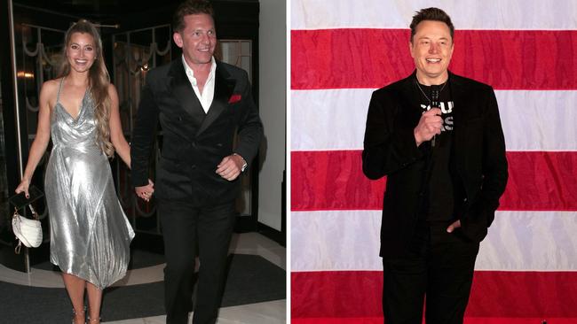 Left: Holly Valance and Nick Candy; right: Elon Musk.