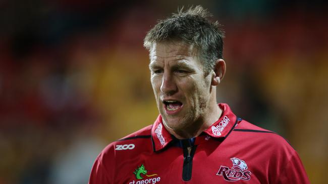 Reds Coach Brad Thorn looks on during the round 10 Super Rugby game between the Queensland Reds and the Chiefs at Suncorp Stadium in Brisbane, Saturday, April 21, 2018. (AAP Image/Jono Searle) NO ARCHIVING, EDITORIAL USE ONLY