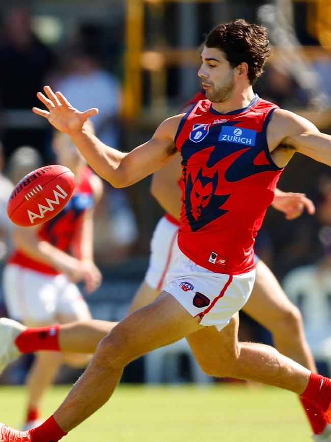 Christian Petracca returned to the field. Picture: James Worsfold/AFL Photos/via Getty Images.