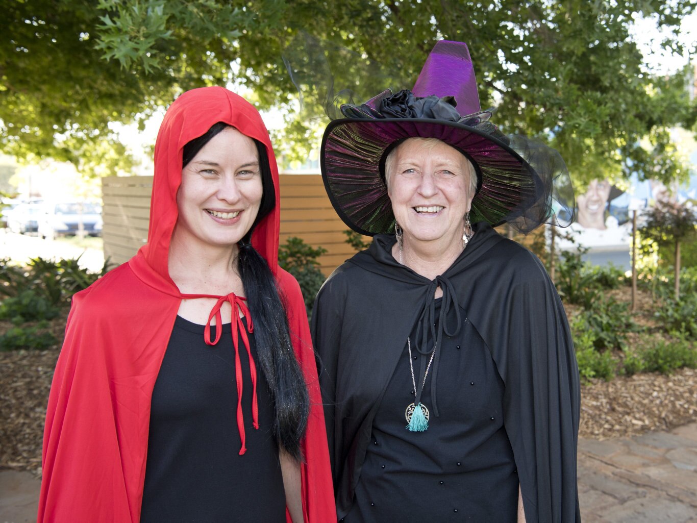 ( From left ) Amie Johnson and Anne Chambers. Halloween family fun event at the Toowoomba Library. Picture: Nev Madsen. Saturday, 26th Oct, 2019.