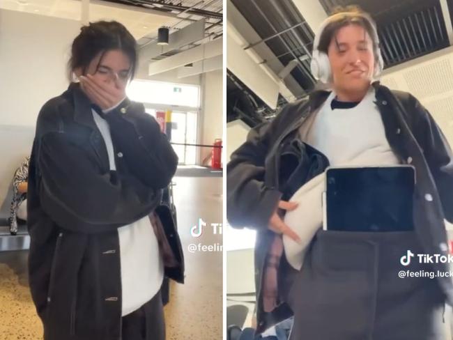 Adriana Ocampo, 19, donned 6kg of clothes to avoid a baggage fee. Picture: TikTok