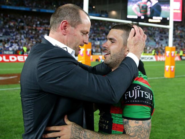 South Sydney's Adam Reynolds and Michael Maguire broke the Rabbitohs’ premiership drought. Picture Gregg Porteous