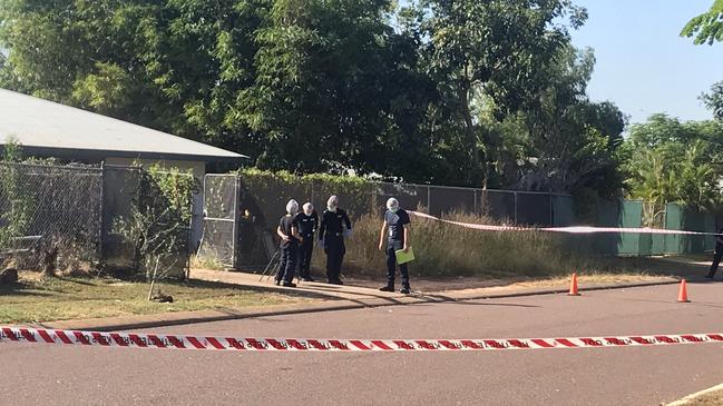 Forensic police at the scene where a woman is believed to have been stabbed several times in Wearing Crescent. Picture: Judith Aisthorpe