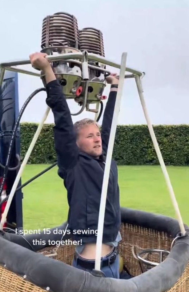In another clip he shared footage of himself test inflating it. Picture: TikTok/flyingpedro