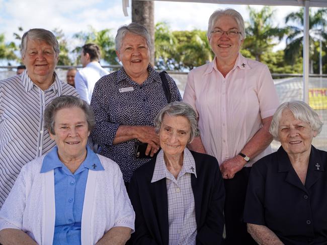 Sisters of Mercy (back from left): Denise Hinton of South Mackay, Joanne Molloy of Rockhampton, Kerry-Ann Sullivan of North Mackay, and (front from left): Marise Casey of North Mackay, Lila Galvin of North Mackay, and Margaret Graves of North Mackay at the blessing of the Catherine McAuley College building site. Picture: Heidi Petith