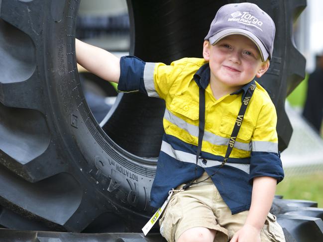 Lachlan Kelly, 4, Neerin South, at Farmworld on Thursday.Photo: DANNIKA BONSER