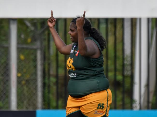 Kaitlyn Armstrong kicked 12 goals against Palmerston in Round 16. Picture: Tymunna Clements / AFLNT Media.