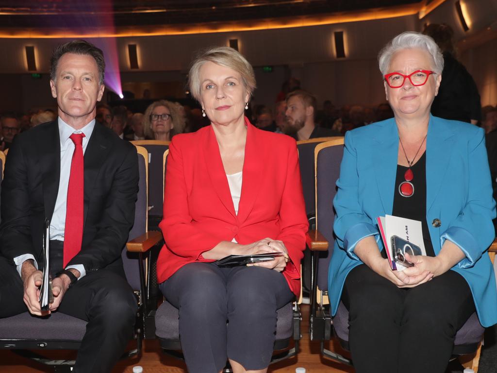 Chris Minns, Minister for the Environment and Water of Australia Tanya Plibersek and Minister for Energy Penny Sharpe. Picture: Christian Gilles / NewsWire