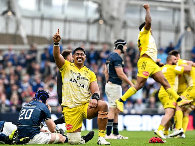 Will Skelton and European champions La Rochelle celebrate after the Heineken Champions Cup Final. Picture: Ramsey Cardy/Sportsfile via Getty Images