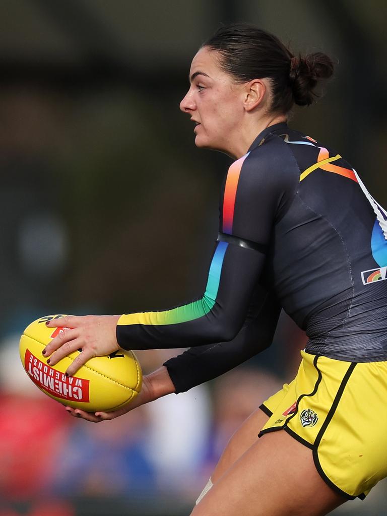 Cross-coder Monique Conti is currently in action for Richmond’s AFLW season. Picture: Daniel Pockett/Getty Images