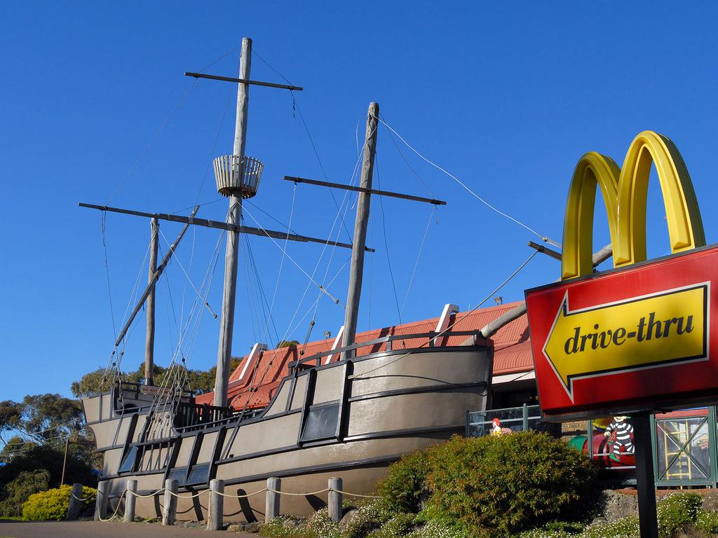 A replica of the fabled Mahogany ship, situated at a McDonald's in Warrnambool.