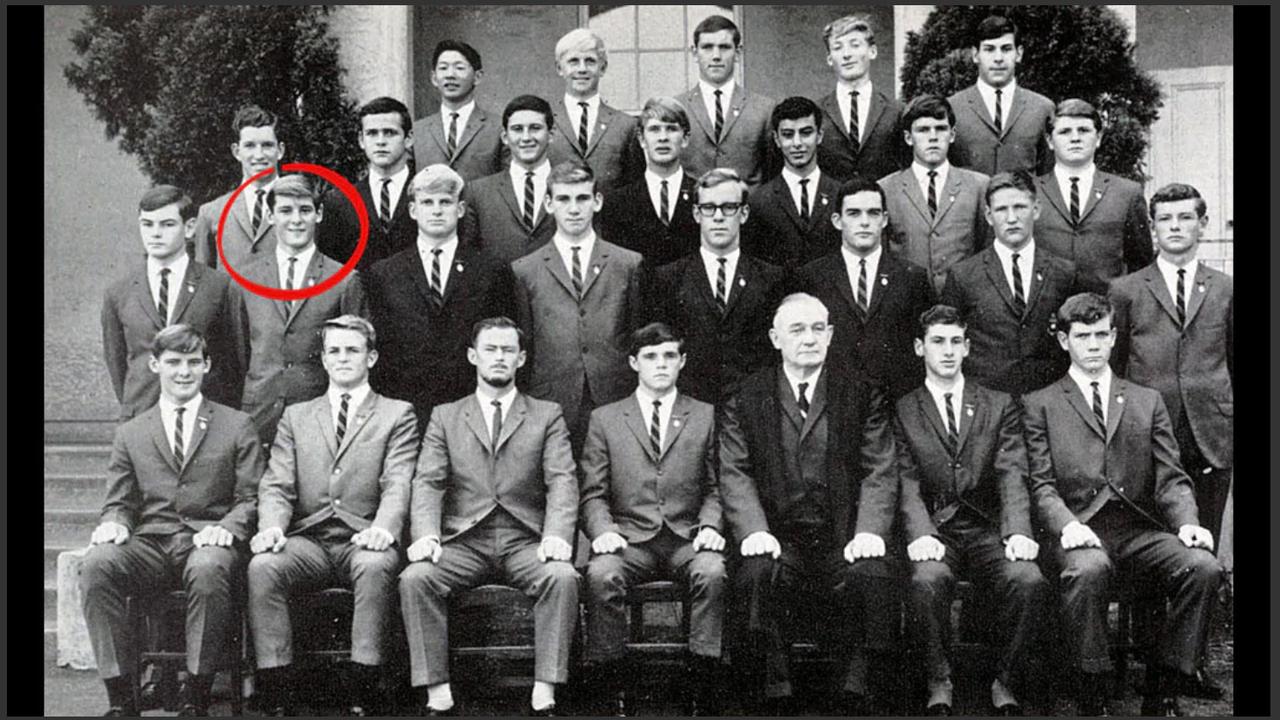 Chris Dawson, circled, in his Sydney Boys High School photo from 1965. Chris’s twin, Paul, is pictured front row, far left. Picture: Supplied