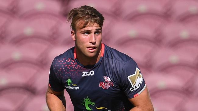 Hamish Stewart in action during a Queensland Reds training session in Brisbane, Thursday, April 26, 2018. (AAP Image/Dan Peled) NO ARCHIVING