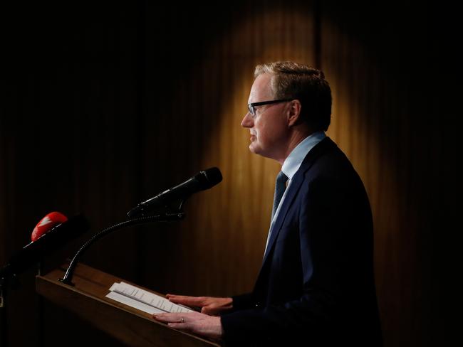 SYDNEY, AUSTRALIA - MARCH 19: Governor of the Reserve Bank of Australia, Philip Lowe, makes a speech on March 19, 2020 in Sydney, Australia. The Reserve Bank of Australia has cut official interest rates to a record low of 0.25% in a bid to protect the economy from the financial fallout of the global COVID-19 pandemic.  (Photo by Brendon Thorne/Getty Images)