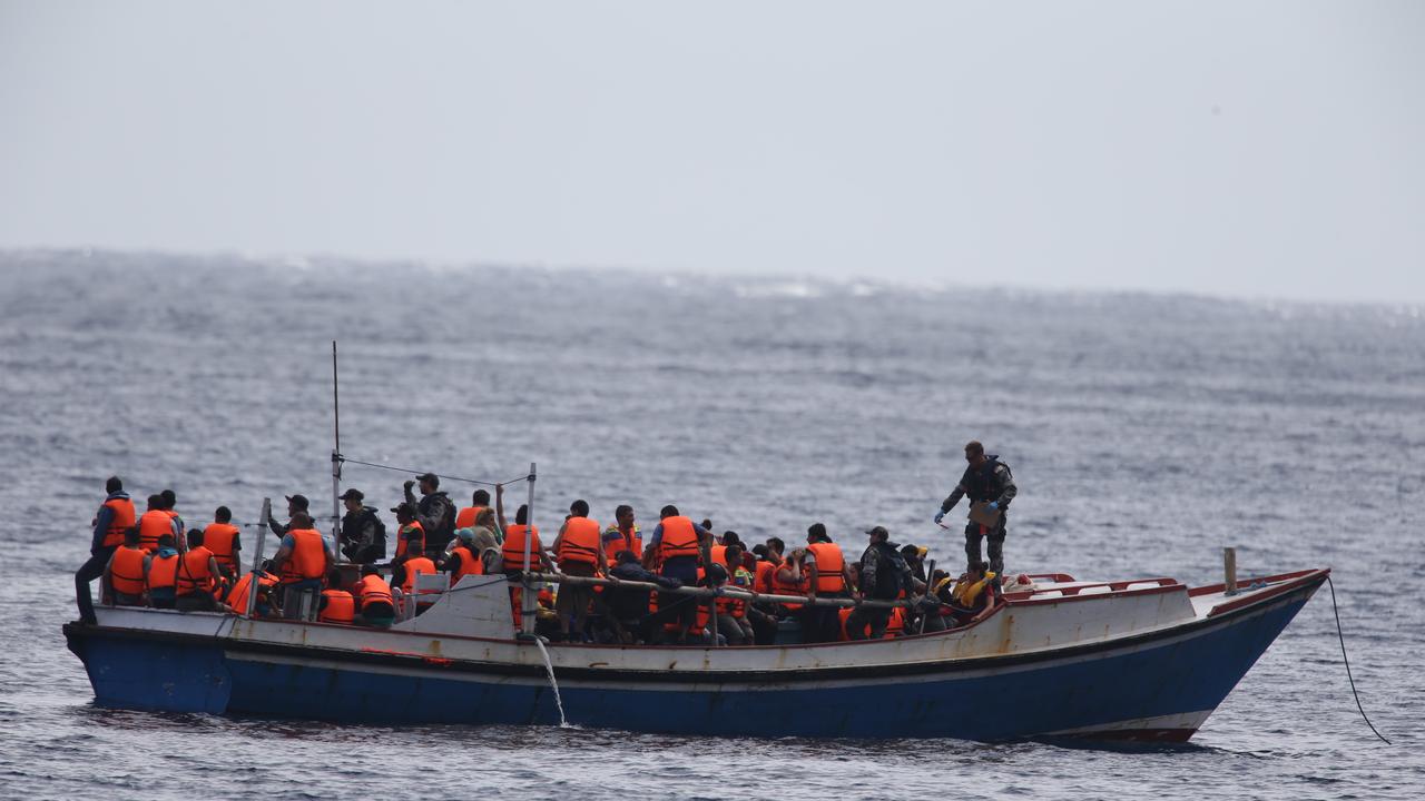 An asylum seeker boat at Christmas Island.