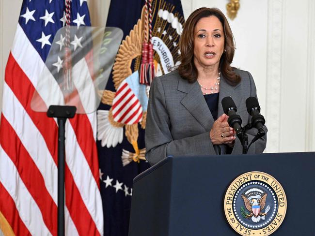 US Vice President Kamala Harris speaks during an event on gun violence in the East Room of the White House in Washington, DC on September 26, 2024. (Photo by SAUL LOEB / AFP)