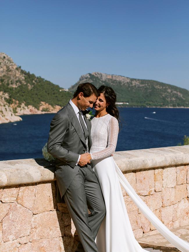 Rafael Nadal and Xisca Perello on their wedding day. Photo by Fundacion Rafa Nadal via Getty Images.