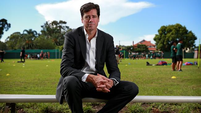 AFL CEO Gillon McLachlan has defended the AFL’s tanking probe. Picture: Toby Zerna