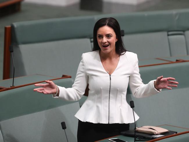 Emma Husar returning to Parliament in the House of Representatives chamber, Parliament House in Canberra. Picture Kym Smith