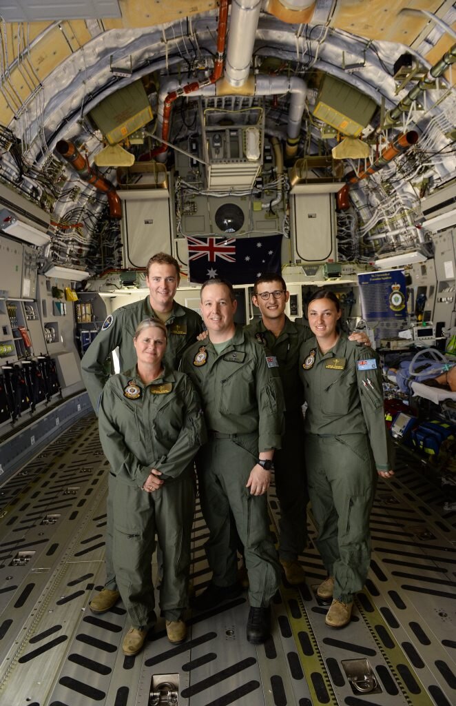 Members of the No. 3 Aeromedical Evacuation Squadron in the new C-17. Photo: Rob Williams / The Queensland Times. Picture: Rob Williams