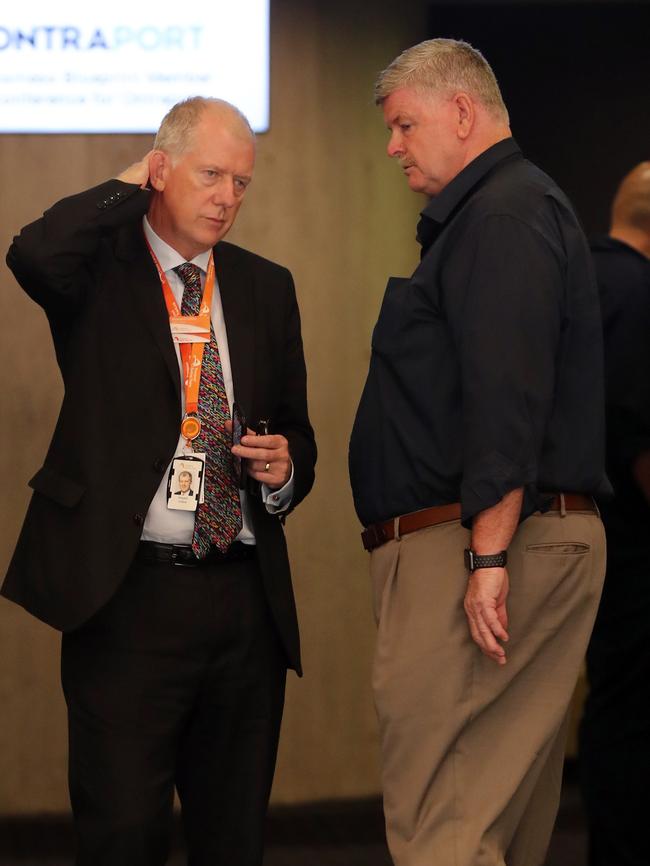 Sydney Trains CEO Howard Collins and the RBTU’s Alex Classens ahead of the meeting. Picture: David Swift.