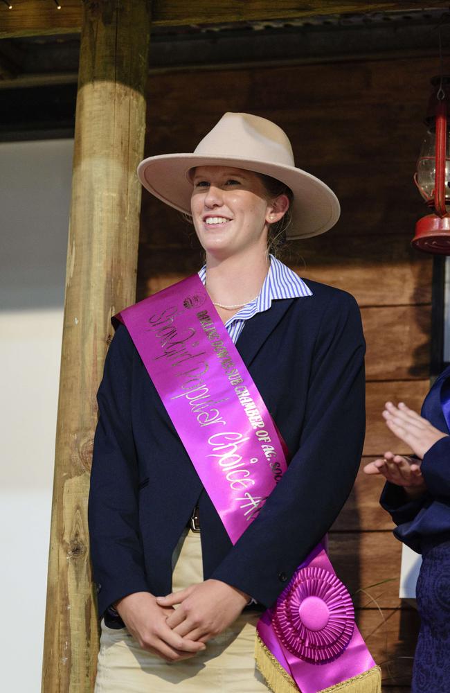 2025 Darling Downs Showgirl popular choice winner Isabel Cooper of Crows Nest at the announcement at the People First Bank Toowoomba Royal Show, Saturday, March 29, 2025. Picture: Kevin Farmer