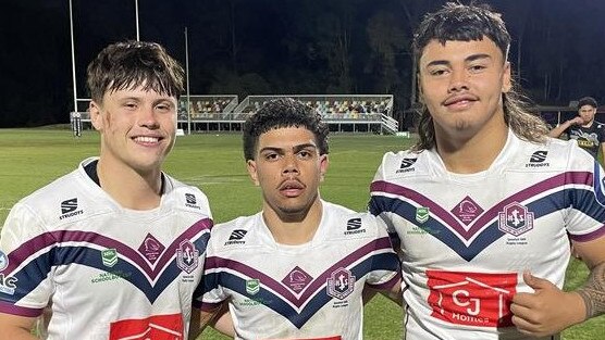 Ipswich players Cooper Cracknell, Xavier Kirk and Xavier Timoteo.