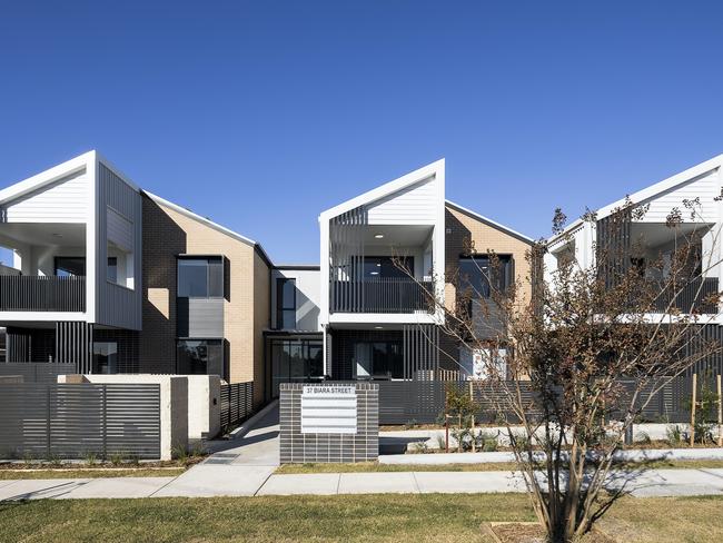 Future Sydney, good house design. Biara St Chester Hill. Biara Street Residences is an infill housing scheme comprising 10 senior housing dwellings for the NSW Land and Housing Corporation. The project sensitively balances scale and density while preserving the amenity of neighbouring sites.  Photo: Evan Maclean / Supplied