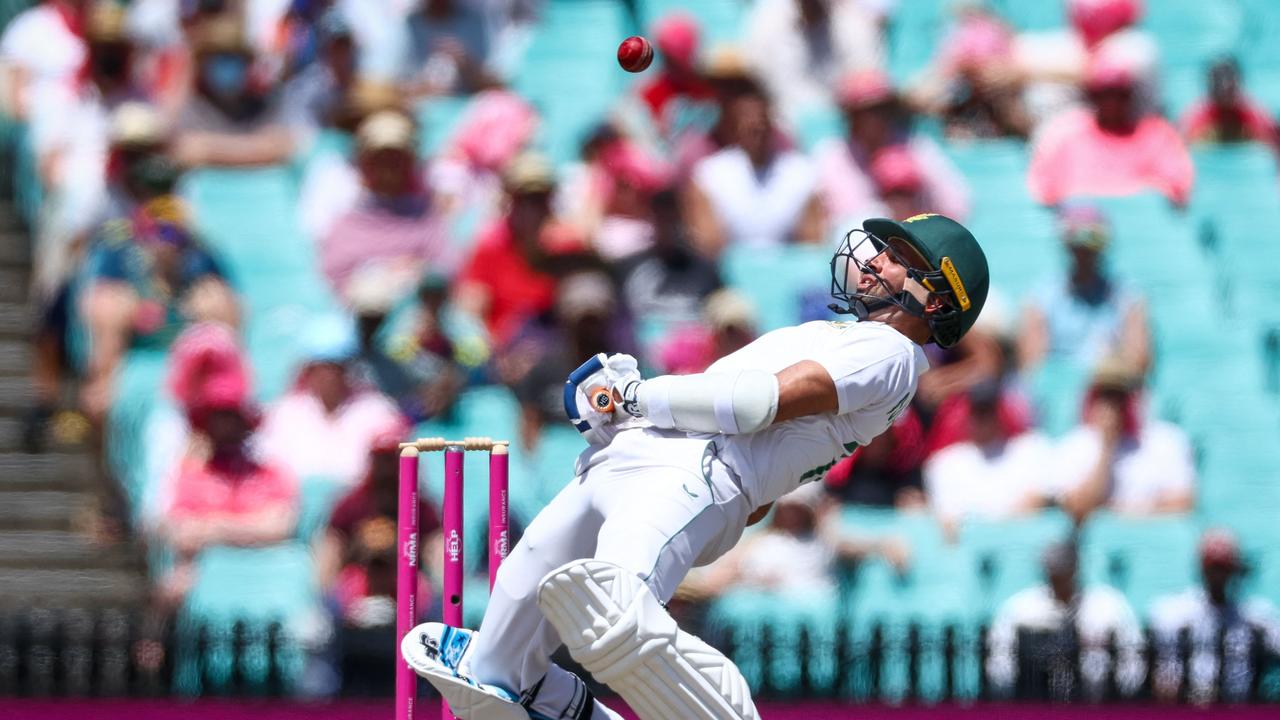 Keshav Maharaj has done a great job avoiding everything Australia has thrown at him this session. Picture: AFP