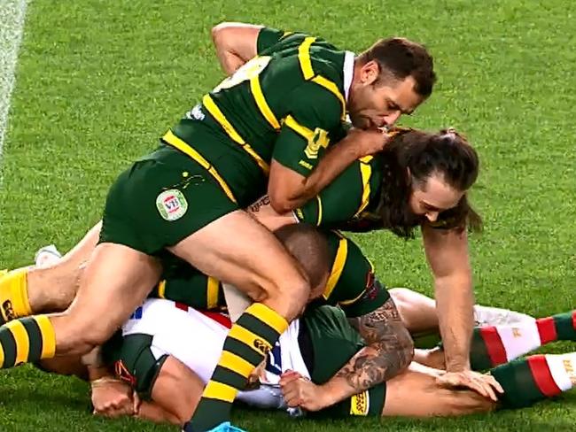 Kangaroos tackling technique during World Cup.