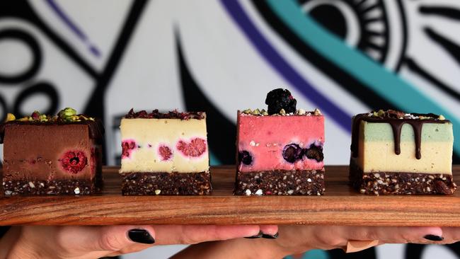 These vegan ‘cheesecakes’ from Blendlove will give you a sugar hit without the calories. Photo: Steve Holland