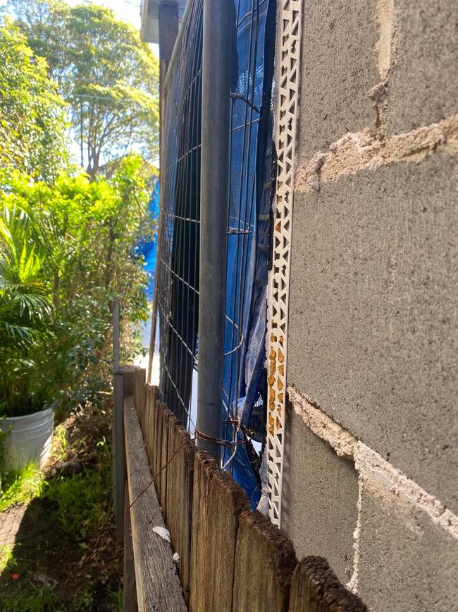 The gap between their neighbour’s external wall and the boundary fence is under 30cm. Picture: Supplied