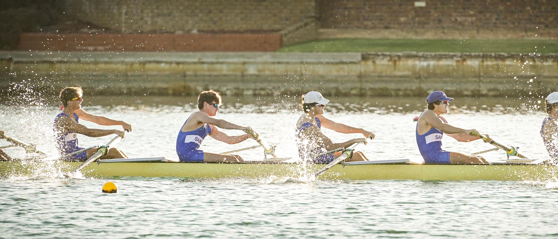 A shorter version of the Head Of The River regatta at West Lakes went ahead on Monday. Picture: AAP / Mike Burton