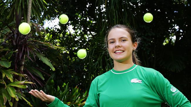 Georgia Gray practises her skills ahead of the Australian Open.