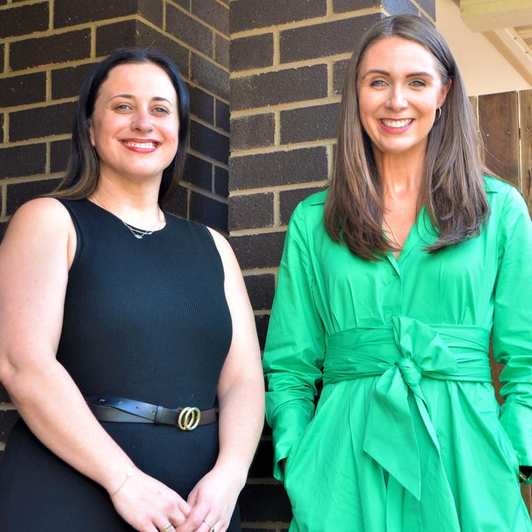 YWCA national team leader for community housing Libby van der Waal with Housing Minister Meaghan Scanlon in Toowoomba. Picture: Rhylea Millar