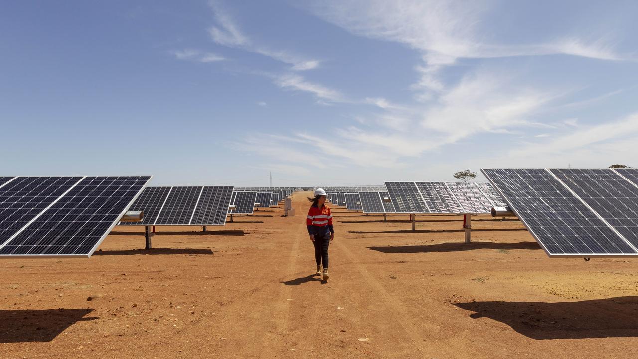 Merredin Solar Farm east of Perth is the biggest solar farm in WA and will soon start pumping energy into the grid. Its generation is not included in WA’s 2019 figures. Picture: Marie Nirme