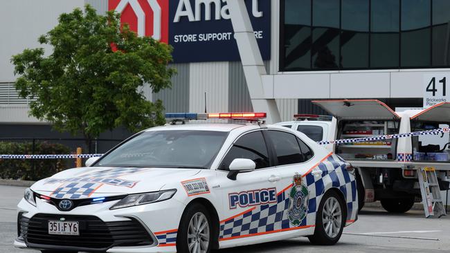 Police investigate the scene of a crime at Amart Store Support Centre, Rochedale. Picture: Liam Kidston