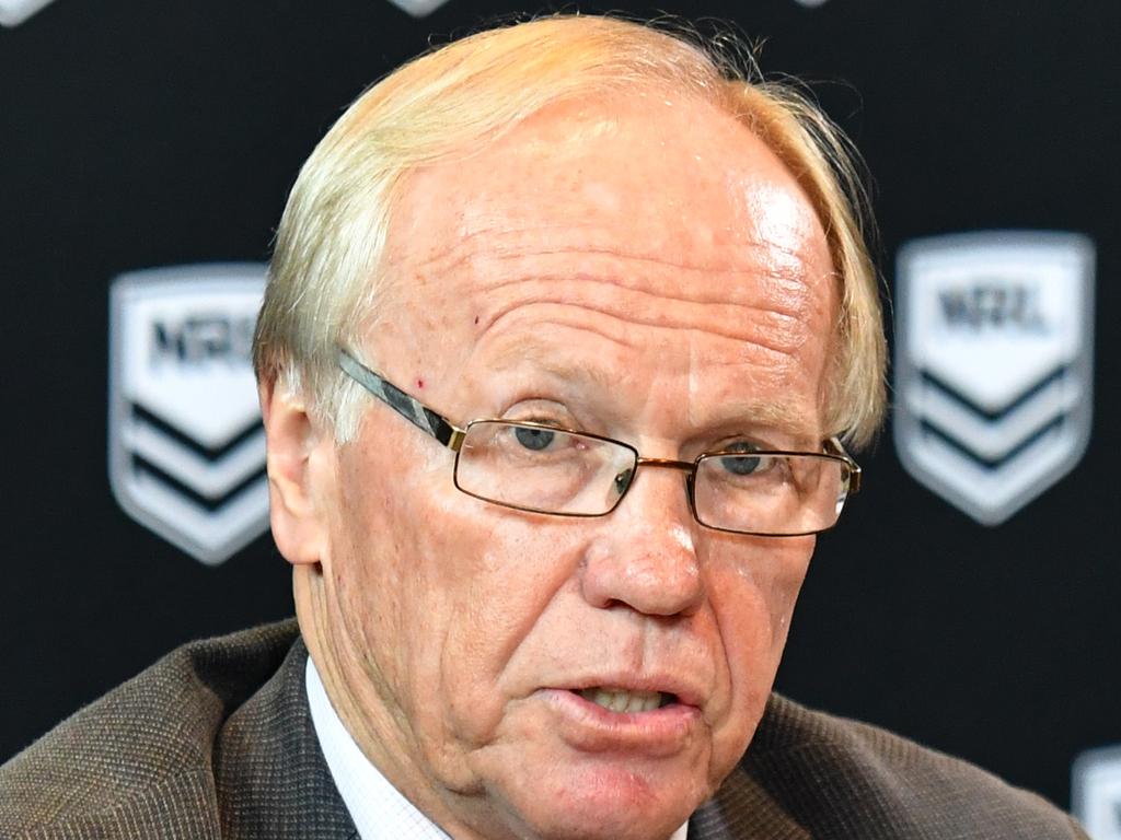 ARL Commission Chairman Peter Beattie and NRL CEO Todd Greenberg at a press conference at NRL headquarters in Sydney, Thursday, December 13, 2018. (AAP Image/Mick Tsikas) NO ARCHIVING