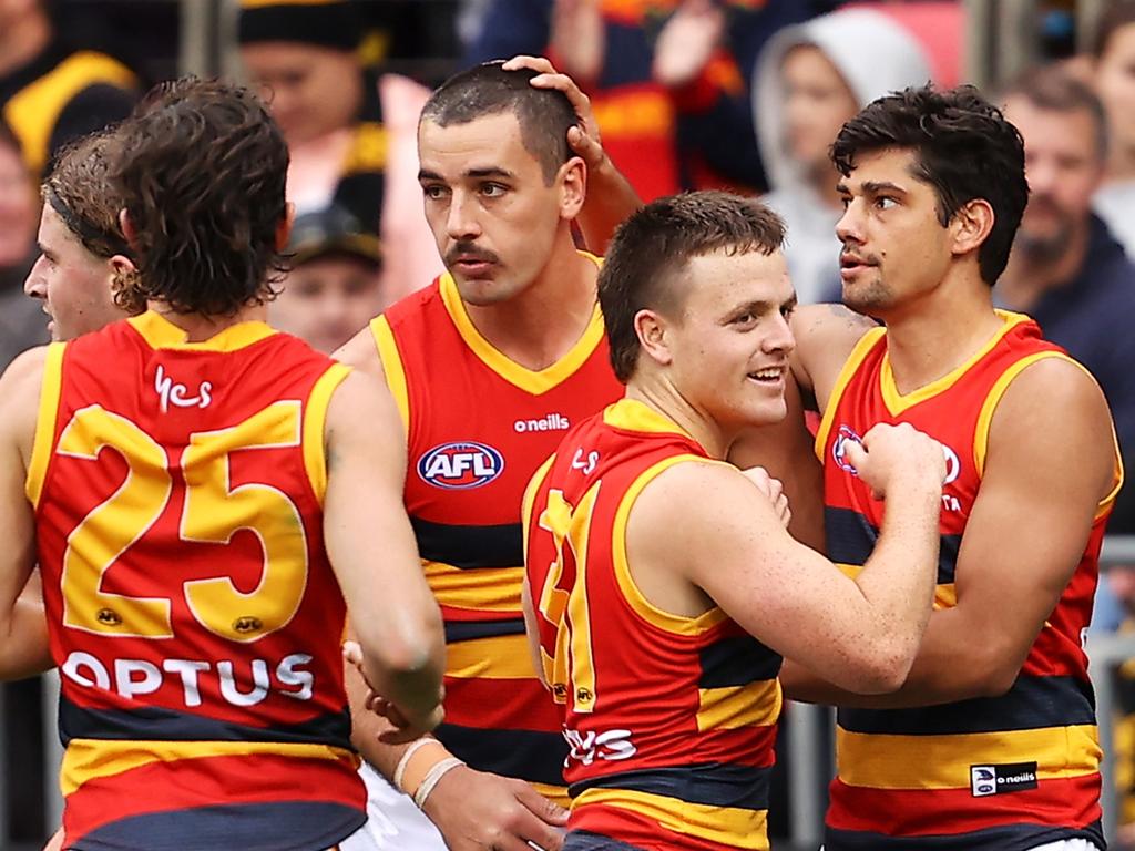 The Crows were brave in defeat on Sunday. (Photo by Mark Kolbe/AFL Photos/via Getty Images)