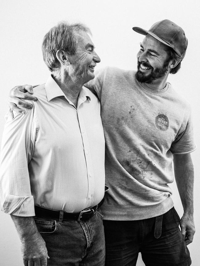 Nick Dugmore, who was diagnosed with stage three bowel cancer, with his dad, Max. Picture: Instagram