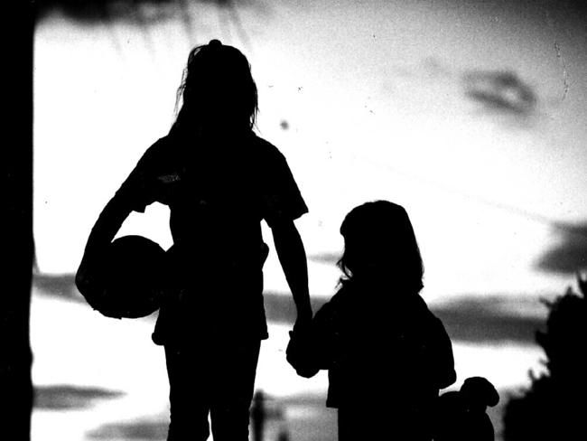 Children in silhouette 19 May 1993. sex crimes pedophile paedophile child abuse victim girl