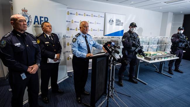 AFP Assistant Commissioner Peter Harvey addresses the media conference. Picture: Tom Huntley