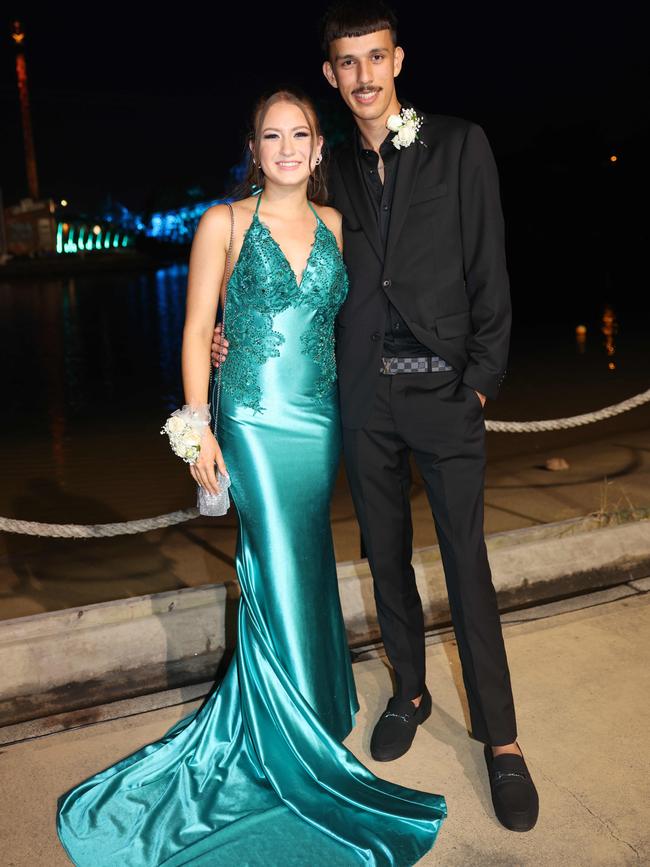 Jorja Park and Zaid Warner at the Southport State High School Formal at SeaWorld. Picture, Portia Large.