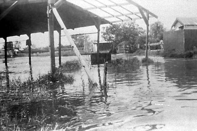 High tide flooding around the Grand Hotel, Labrador, Queensland, 1949. Picture: John Hollindale