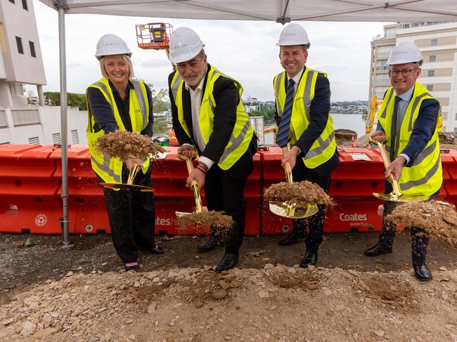 Breaking ground at Gaia: Michelle Wooldridge_Pedro Pikos, Jarrod Bleijie and Adam Allan.