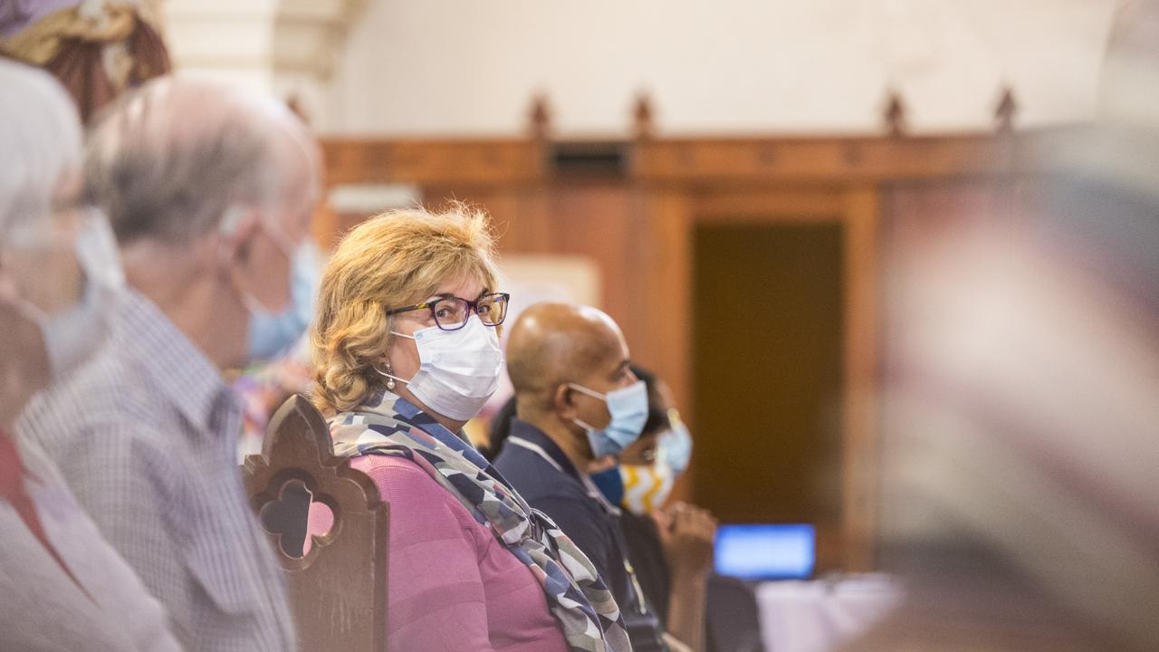 Beverley Price during the Good Friday service at St Patrick's Cathedral after Easter church services were given the green light following the easing of COVID restrictions, Friday, April 2, 2021. Picture: Kevin Farmer